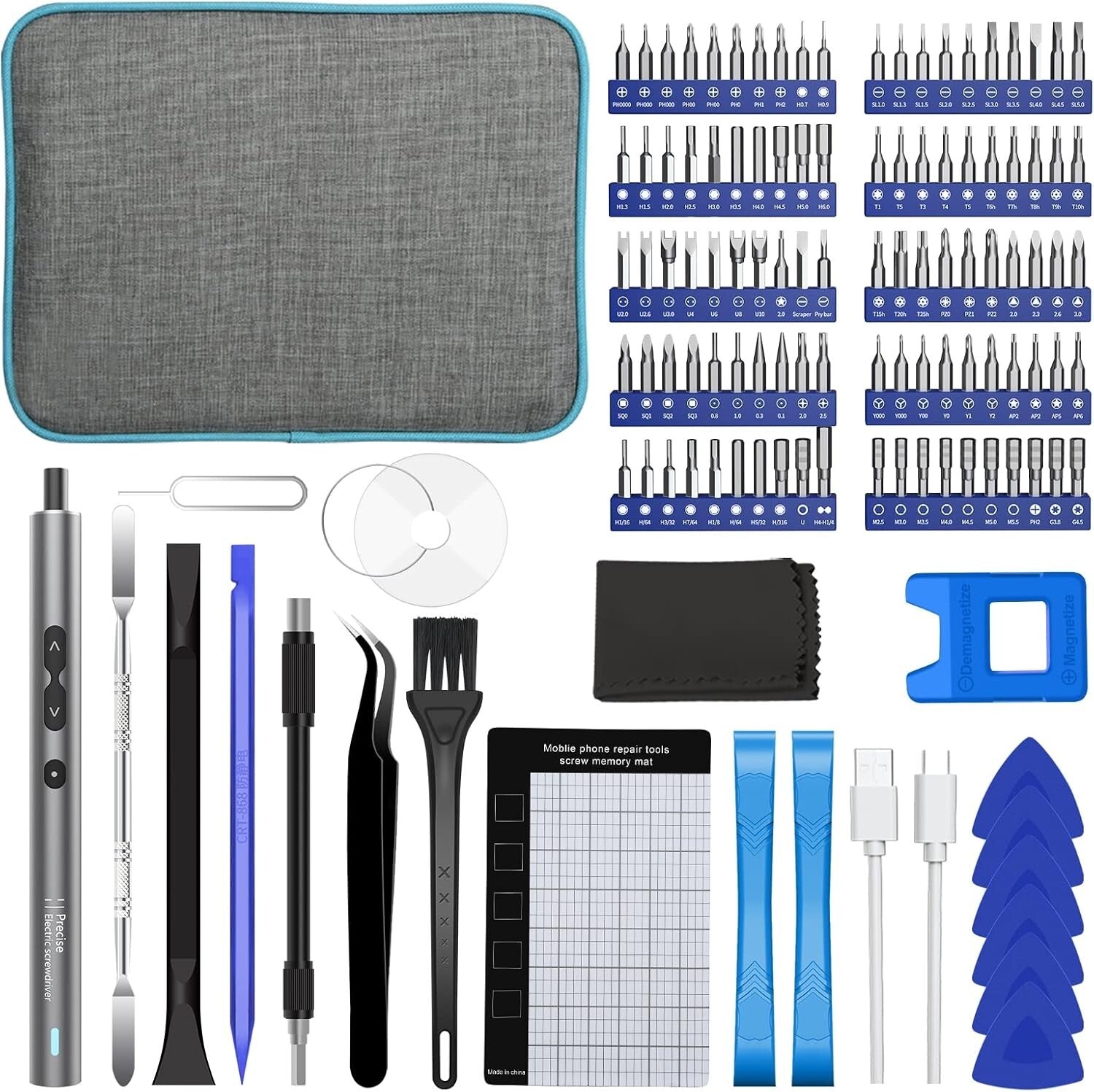 Portable Cordless Screwdriver Set with 100 Bits and Magnetic Tip - Handy Tool