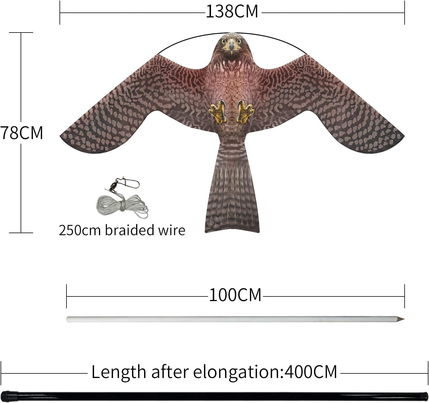 Durable Red Bird Scarer Flying Kite with Multi-layer Construction - 2 Piece Set
