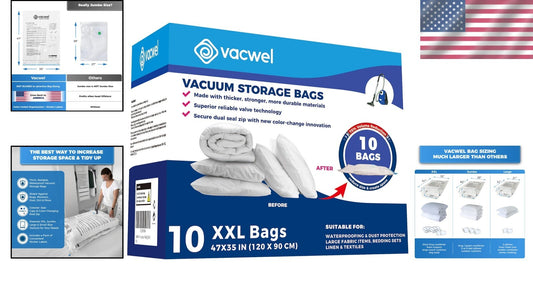 Extra-Large Vacuum Storage Bags - 47x35in Space Saver for Comforters & Clothing