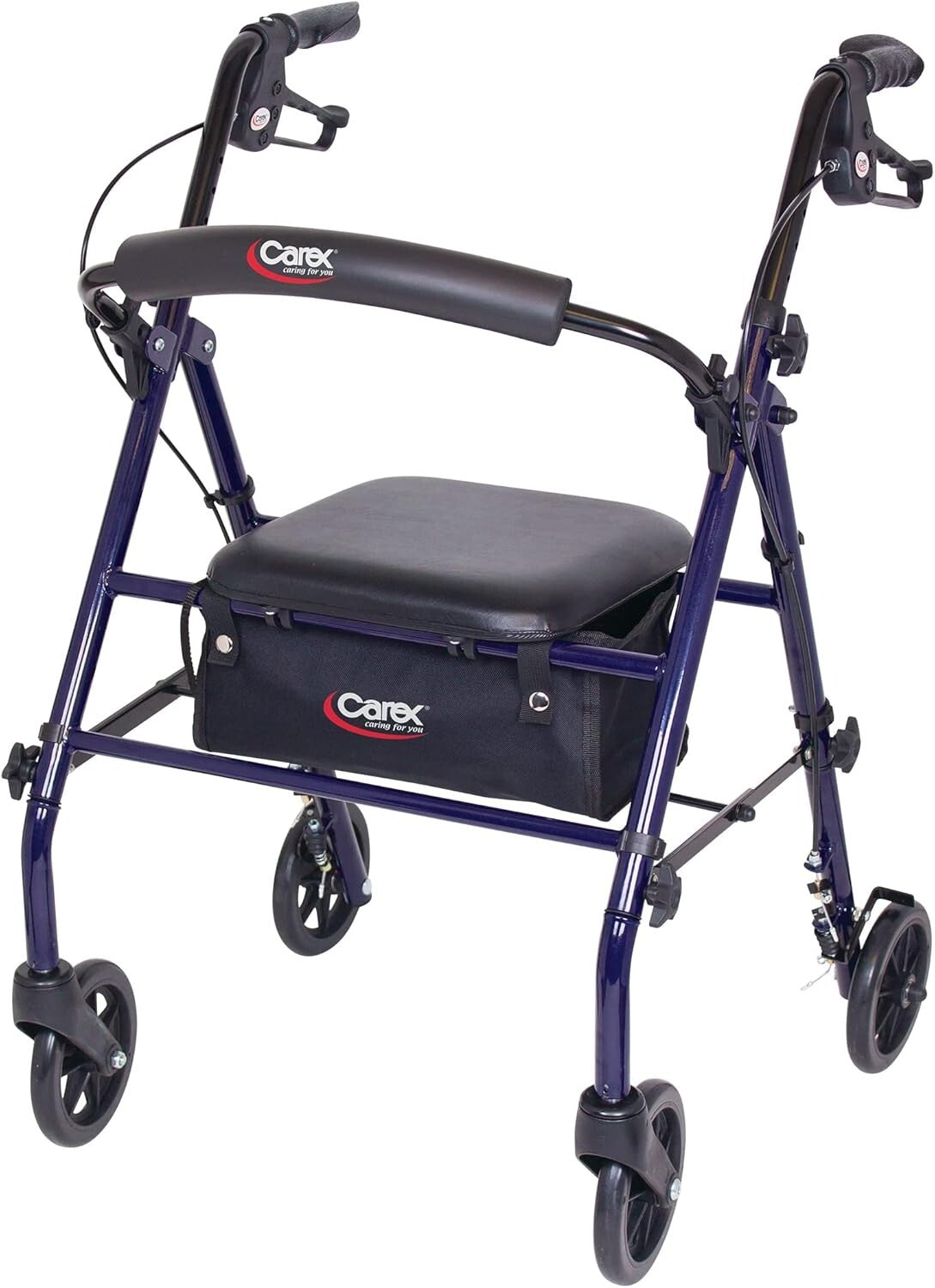 Portable Steel Rollator Walker with Seat and Locking Wheels - Ideal for Seniors