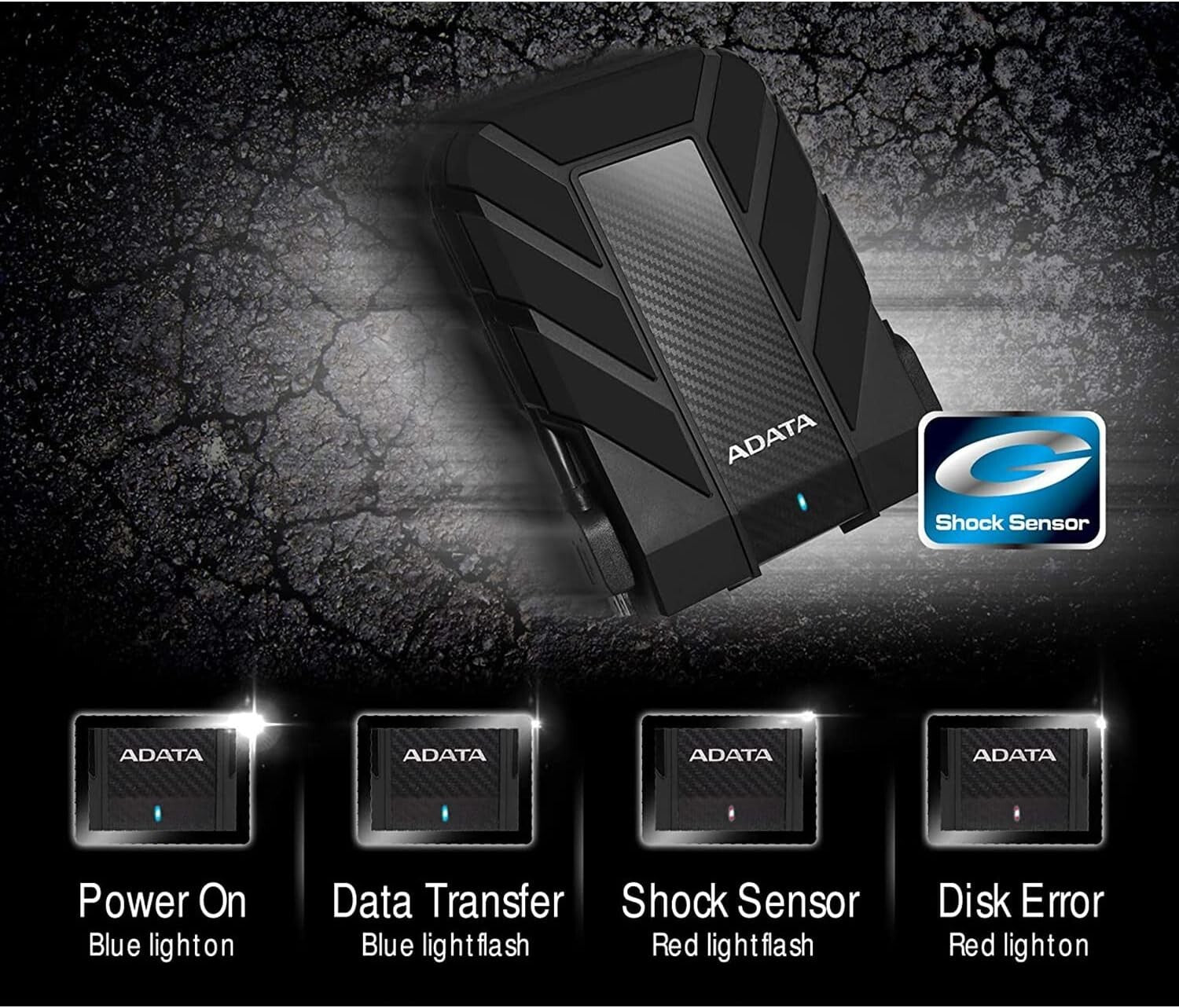 IP68 Waterproof 2TB Portable Hard Drive - Shockproof USB 3.1 Storage Solution