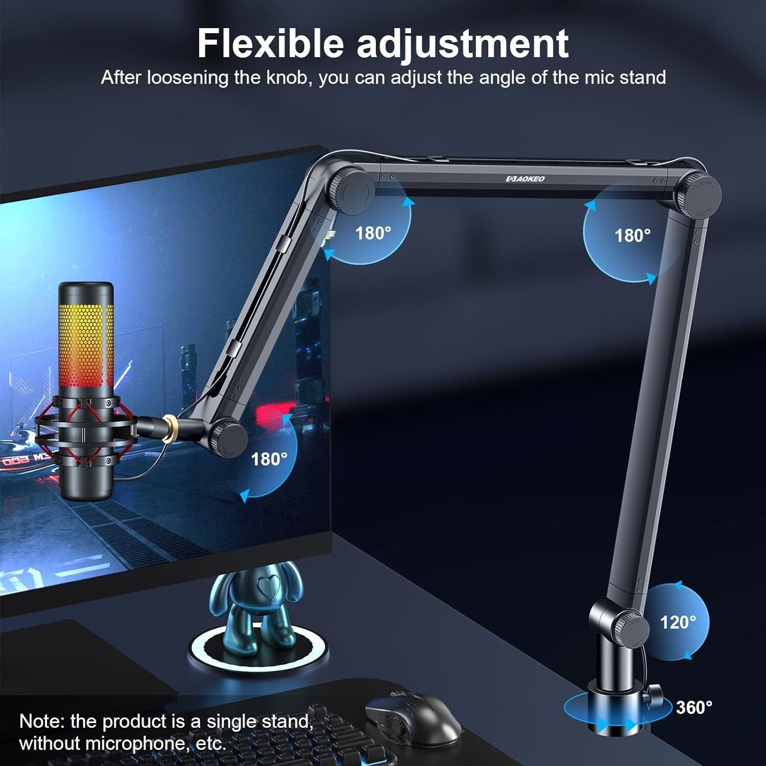 360-Degree Rotatable Mic Suspension Arm for Podcasters - Space Saving Design