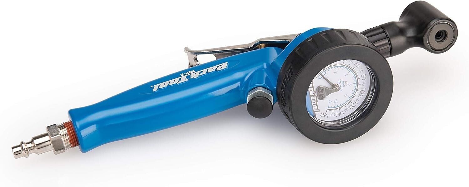 Efficient Blue Bicycle Shop Inflator – Lightweight, Durable, and Rebuildable