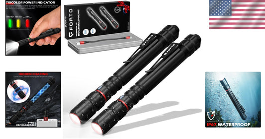 Rechargeable Emergency Flashlight 2-Pack - Waterproof, Dustproof, Premium Gift