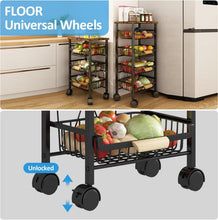 Load image into Gallery viewer, Rolling Vegetable Storage Cart with Wooden Top - 4 Tier Organization for Kitchen
