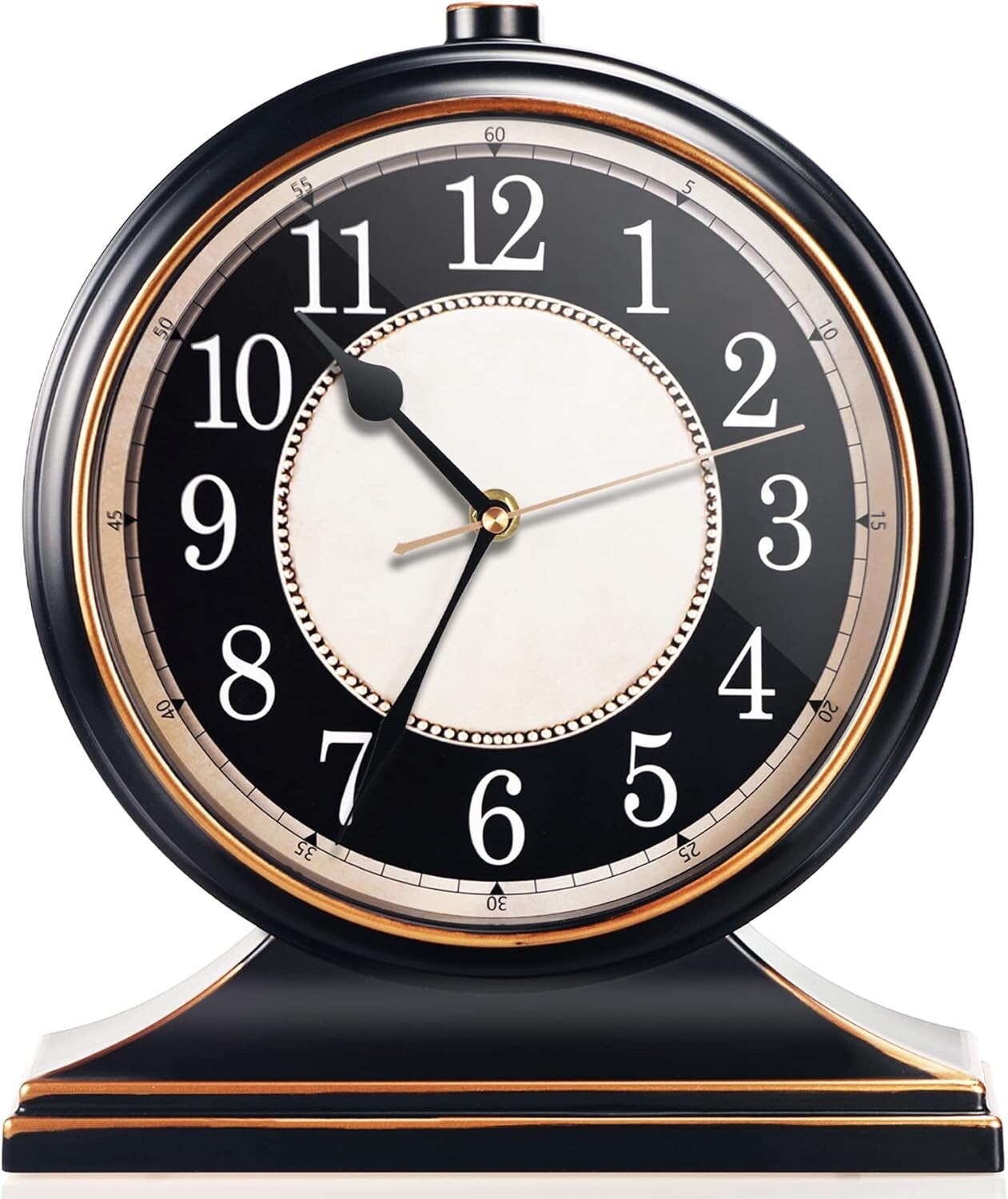 Classic Black and Gold 10-Inch Silent Desk Clock - Ideal Living Room Accent