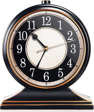 Load image into Gallery viewer, Classic Black and Gold 10-Inch Silent Desk Clock - Ideal Living Room Accent