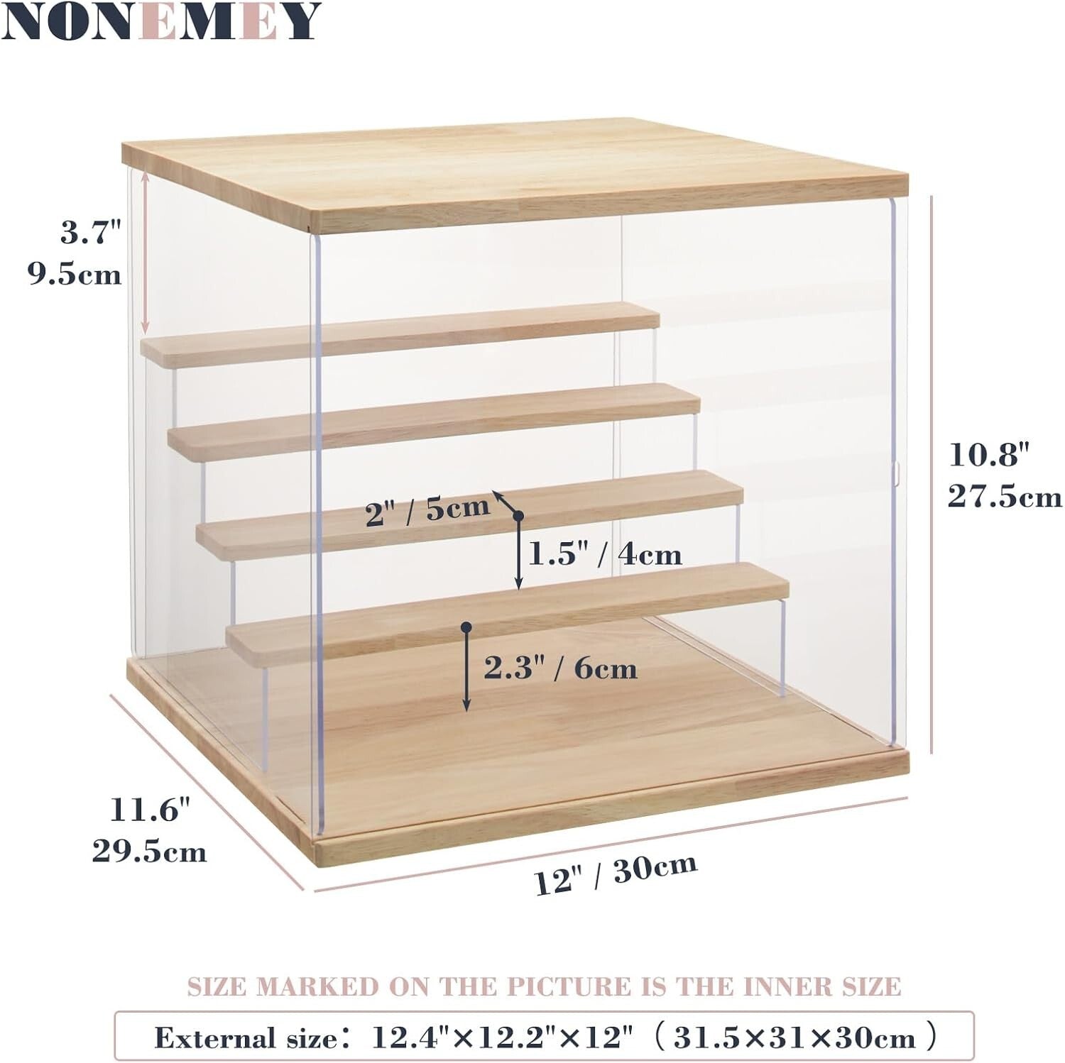 Clear Acrylic Collector's Showcase with LED Light – 12.4 inches, 5-Tier Design