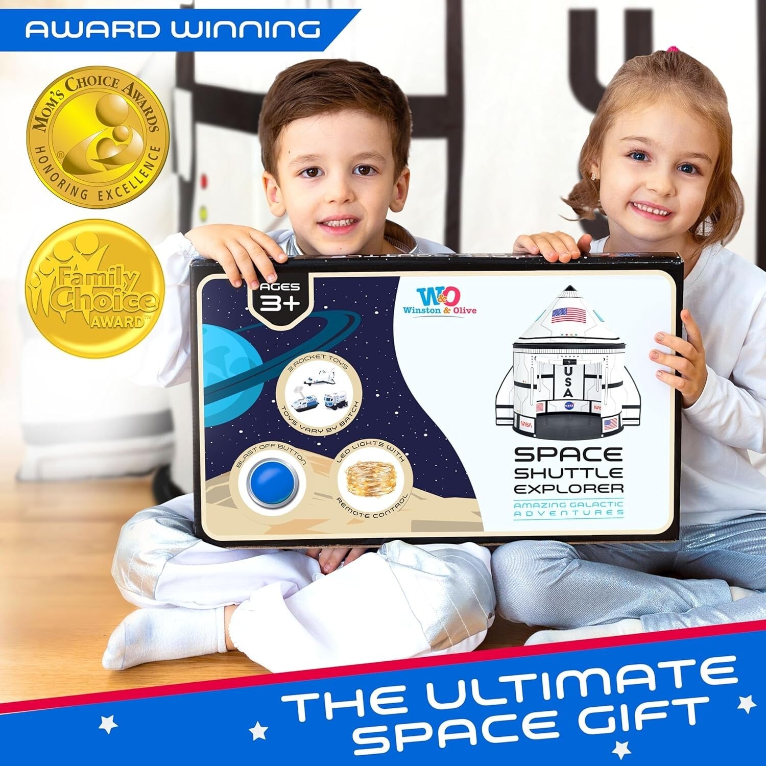 Deluxe Space Explorer Tent - LED Lights, Sounds & 3 Space Toys for Imagination