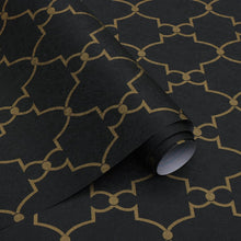 Load image into Gallery viewer, Gold and Black Peel and Stick Wallpaper - Modern Geometric Design 17.7"x393.7"