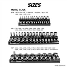 Load image into Gallery viewer, Handy 3-Piece Metric Socket Organizer with Magnetic Hold - Black Tool Storage