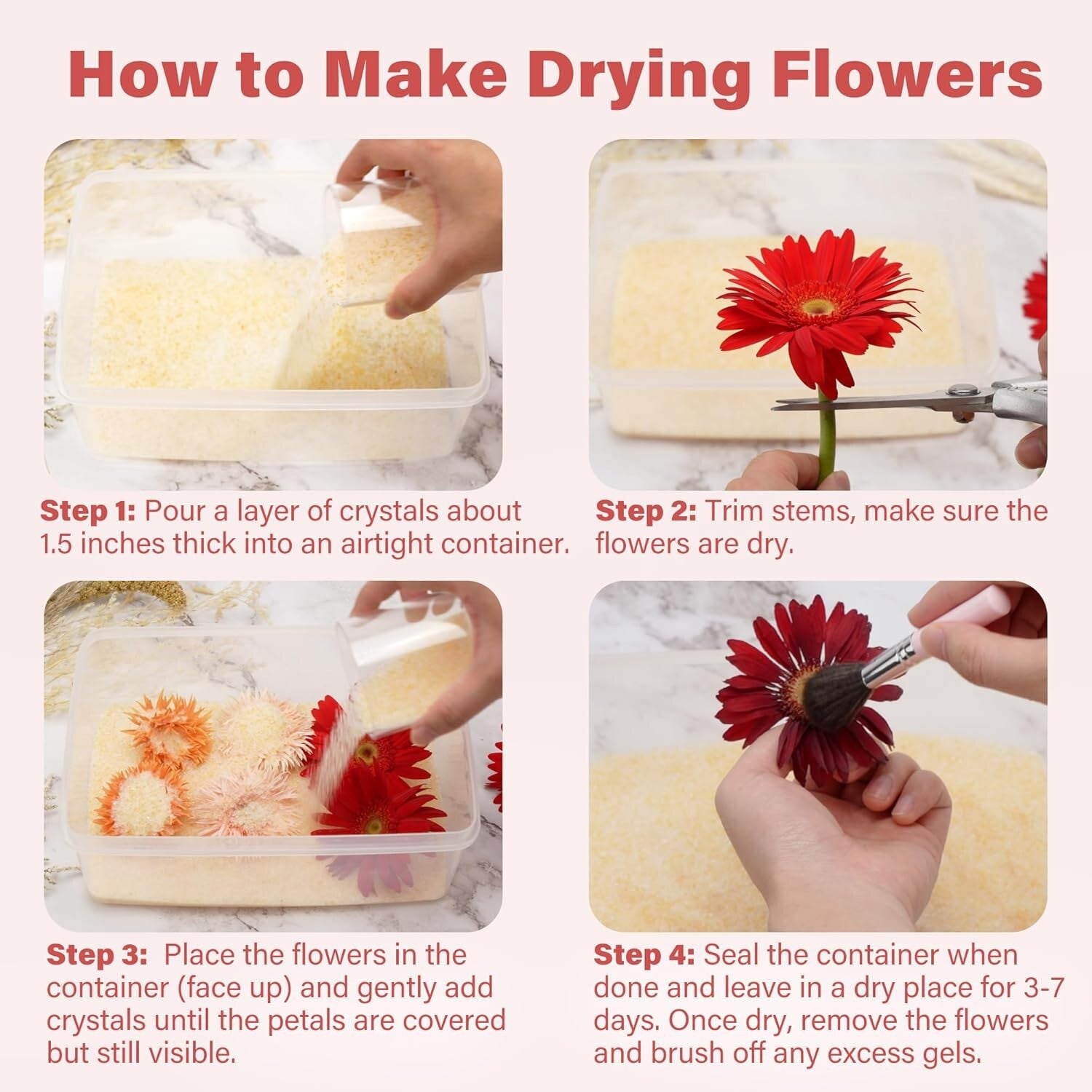 Effortless Flower Preservation with 10 LBS Color Indicating Silica Gel Crystals