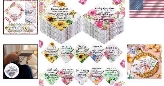 Soft Vintage Handkerchiefs with Biblical Quotes - Pack of 100 for Women