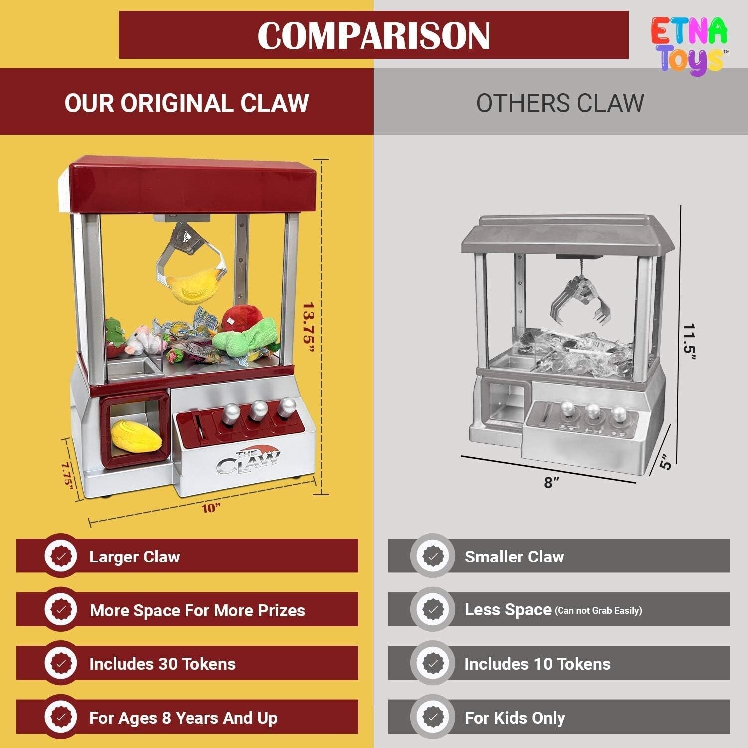 Classic Electric Claw Machine Game - Nostalgic Candy Prize Dispenser with Sound