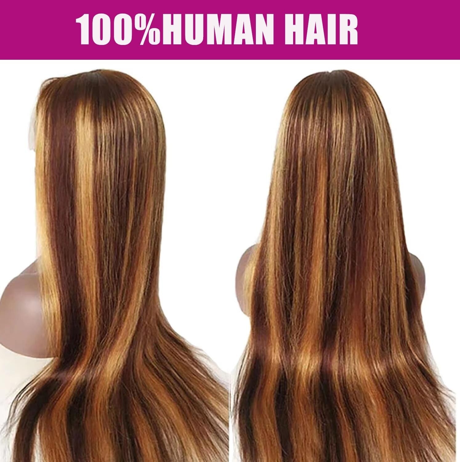 Versatile Ombre Lace Wig - 32 Inch Straight Human Hair, Glueless Cap Design