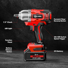 Load image into Gallery viewer, MAX 500N.M Brushless Impact Gun with Fast Charger, 4.0Ah Battery &amp; 3200RPM Speed