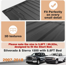 Load image into Gallery viewer, All-Weather 5.8FT Bed Cargo Mat for Silverado/Sierra 1500 with Anti-Slip Design