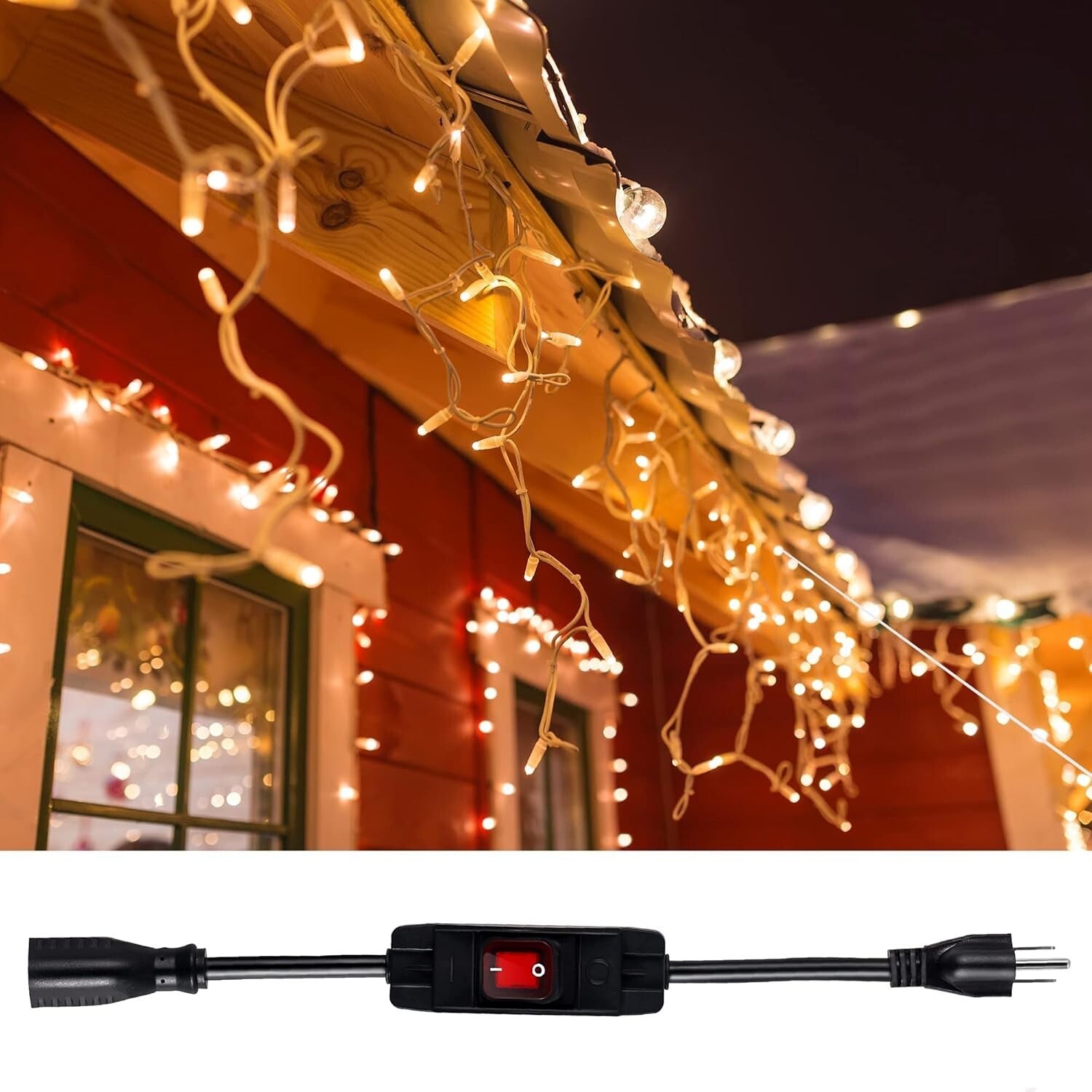 15 Ft Outdoor Waterproof Extension Cord with On/Off Switch, Heavy Duty 125V