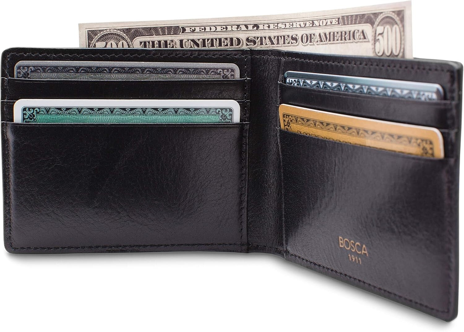 Stylish Men's Black Bifold Wallet - Hand-Stained Dolce Leather Design
