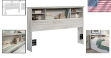Load image into Gallery viewer, Farmhouse Chic Queen and Full Headboard with Adjustable Shelves - White Plank