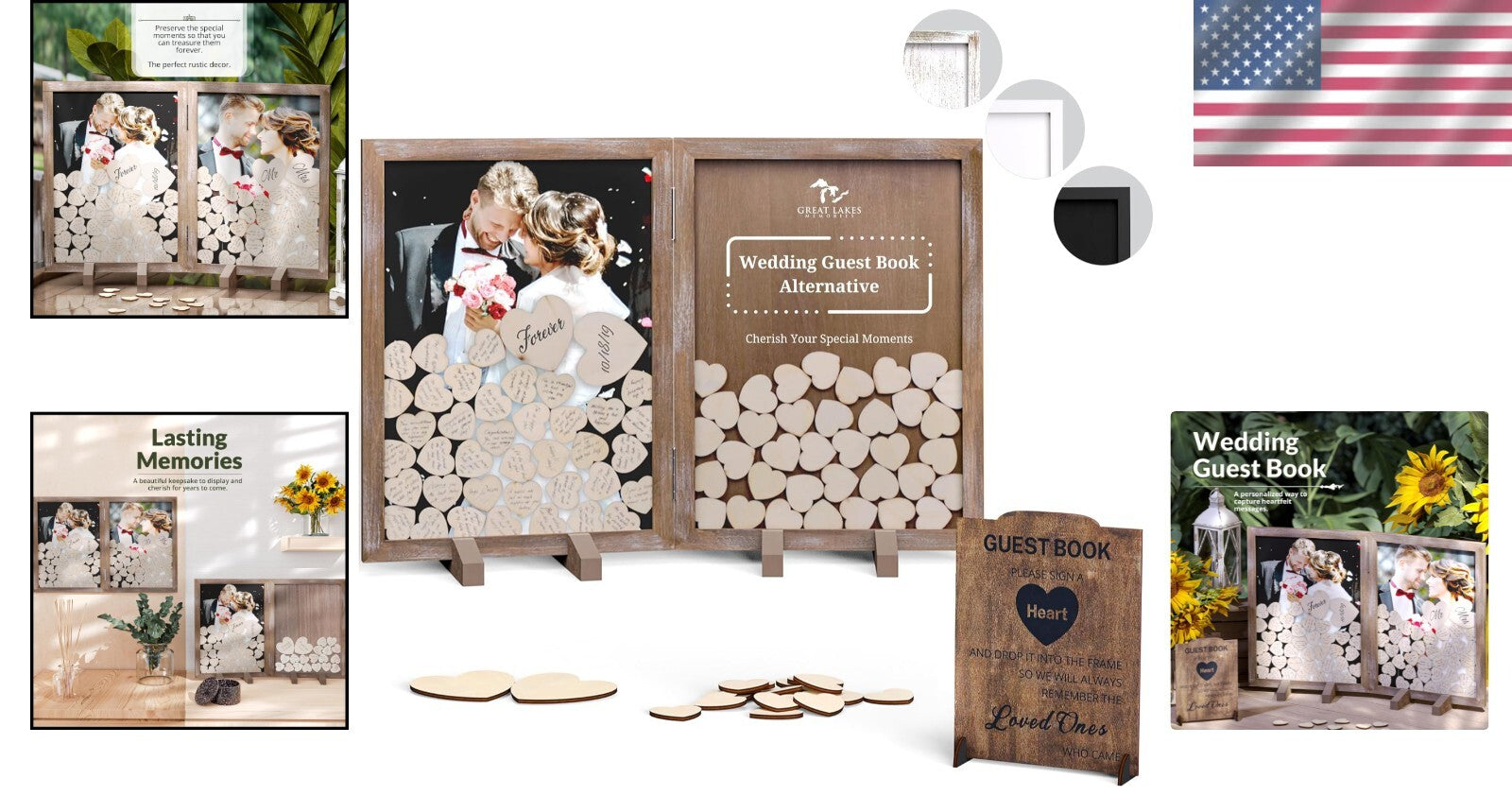 Customizable Rustic Heart Drop Box Guest Book for Wedding Receptions - 17x13in
