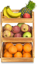 Load image into Gallery viewer, Ample Space 3 Tier Kitchen Fruit and Vegetable Storage Basket in Rustic Brown