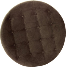 Load image into Gallery viewer, Chic Button Tufted Velvet Ottoman with Honey Oak Legs - Stylish Storage Solution