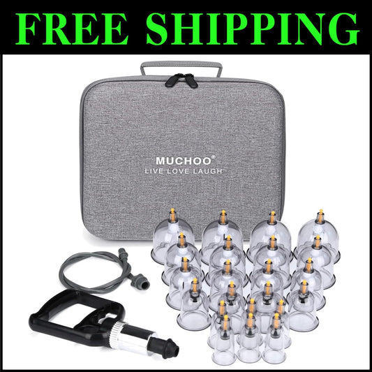 Portable Suction Cupping Set with 22 Cups - Achieve Deep Tissue Relaxation