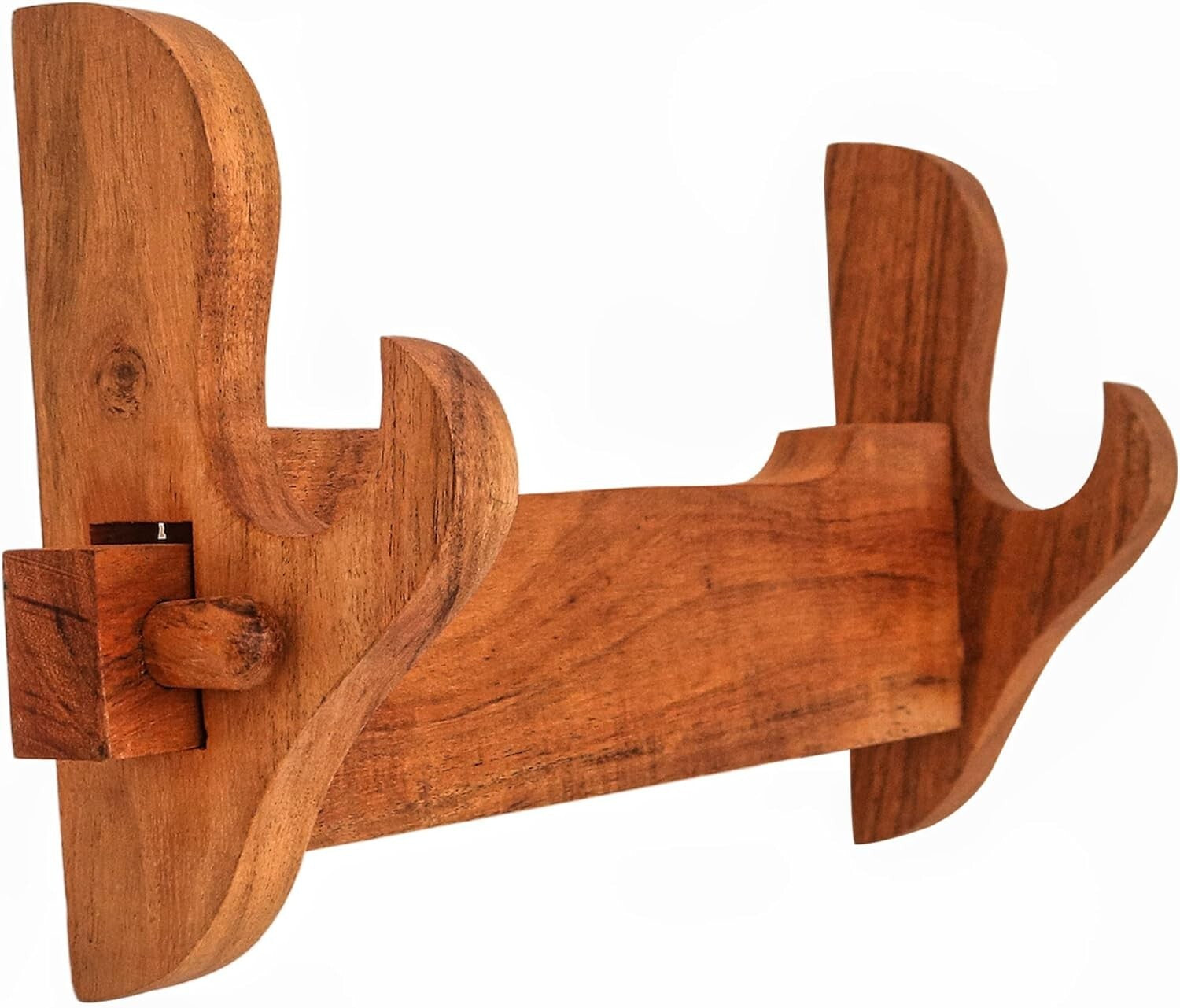 Handcrafted Acacia Wood Sword Display Stand, Wall Mount for Collectors 16" x 7"