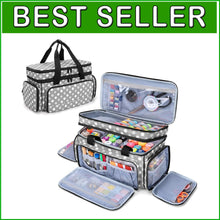 Load image into Gallery viewer, Heavy-Duty 2-Layer Sewing Supplies Organizer Bag with Customizable Storage