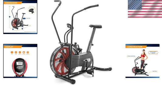 Dual Action Air Resistance Exercise Bike with Ergonomic Adjustable Seat Design