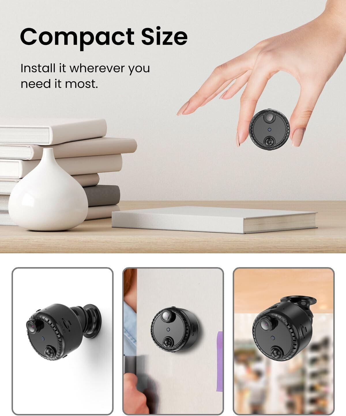 Portable 4K Indoor Security Camera with AI Motion Alerts & Extended Battery