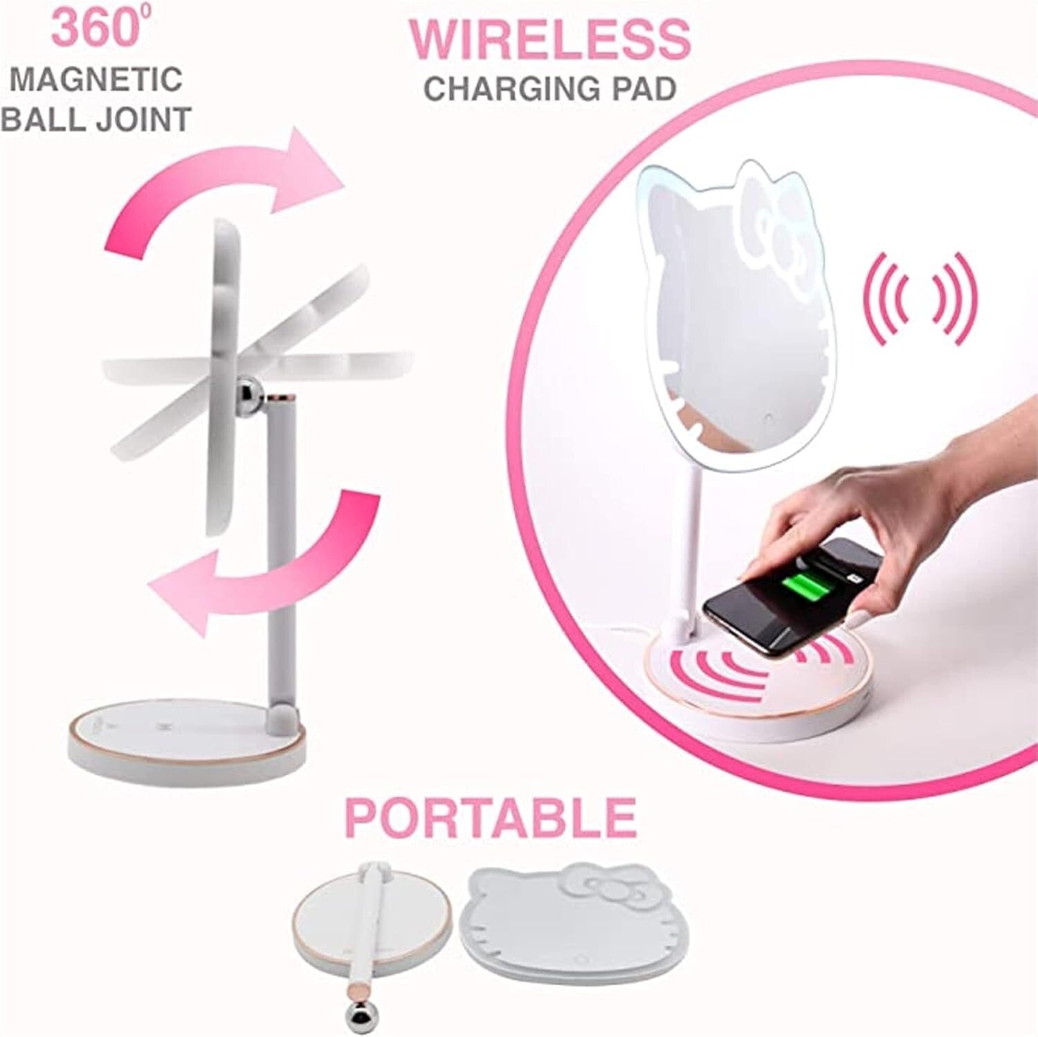 Adorable Hello Kitty Touch Sensor Makeup Mirror with Adjustable LED Brightness