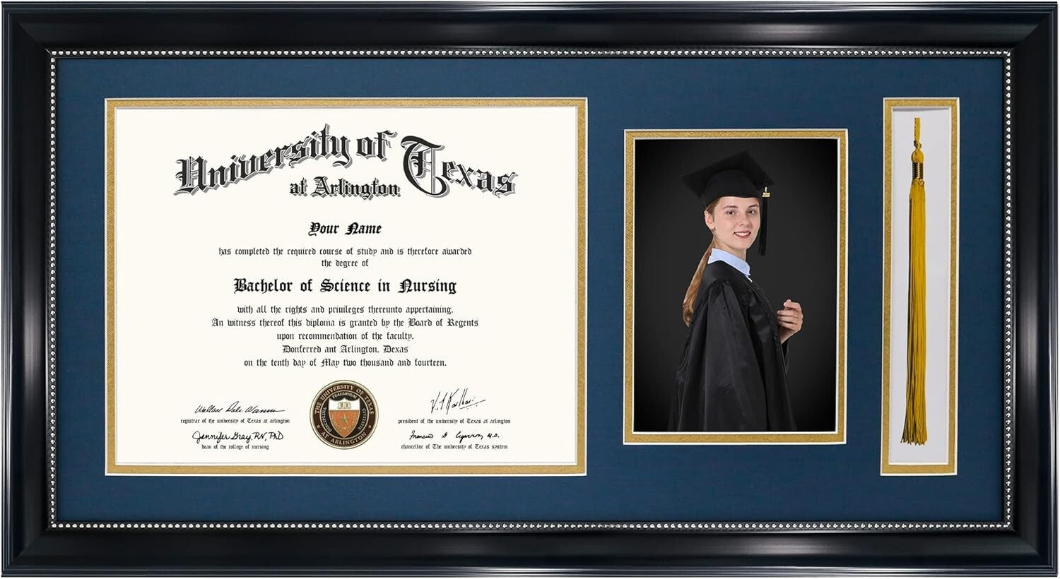 Stylish Diploma Frame with Tassel & 5x7 Photo Space - Perfect Graduation Gift