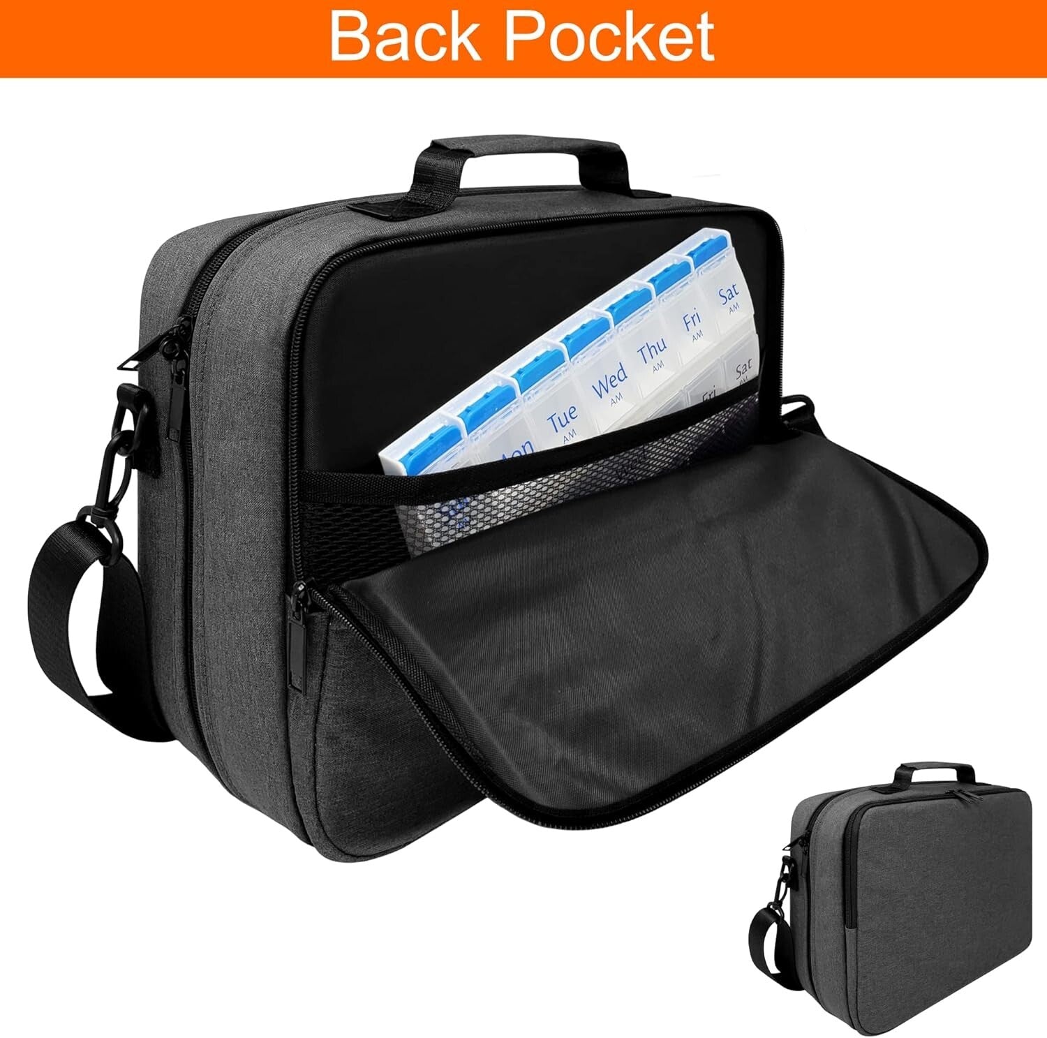 Extra-Large Pill Bottle Organizer: Travel Medicine Bag with Lock & 19 Pockets