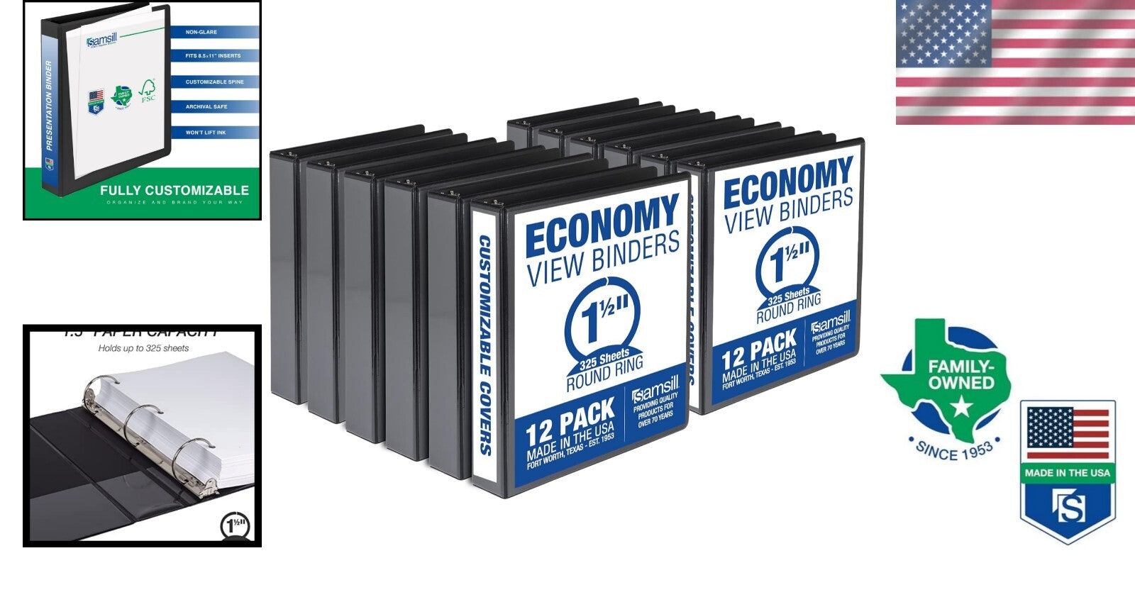 12-Pack 1.5 Inch 3-Ring Binders with Clear View Cover - Organize with Style