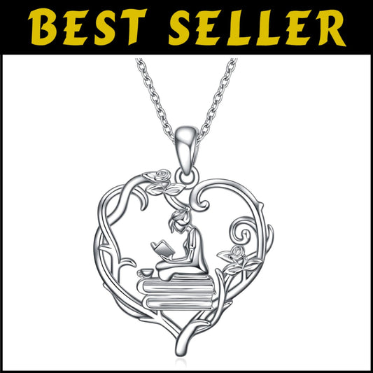 Hypoallergenic Book Lover Pendant Necklace - Inspirational Jewelry for Women