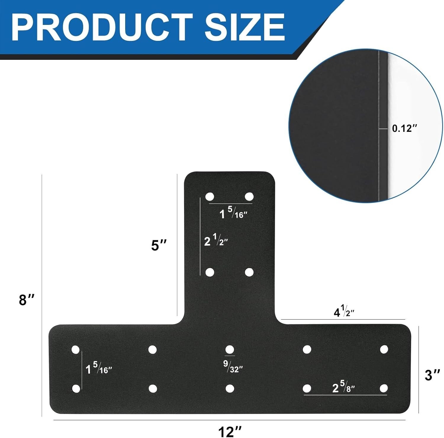 T Shape Steel Brackets 4pcs, 12x8 Inches - Ideal for Garden and Furniture Repair