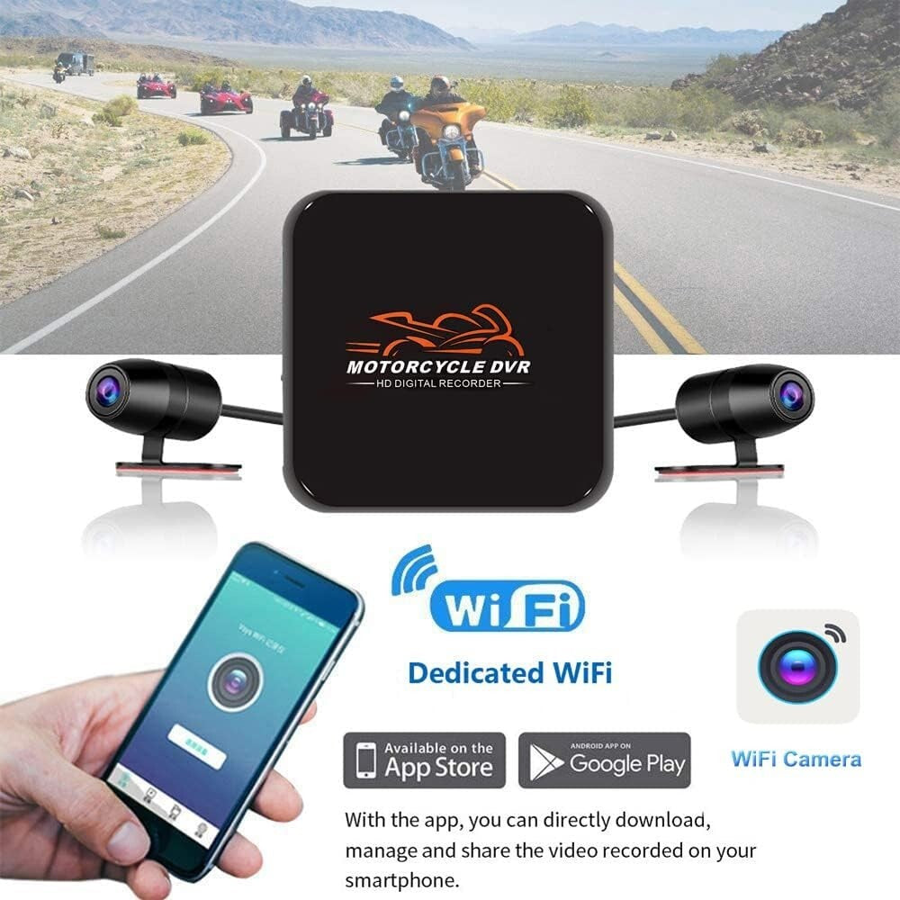 Dual 1080P Motorcycle Dash Cam with Starlight Night Vision & WiFi Connectivity