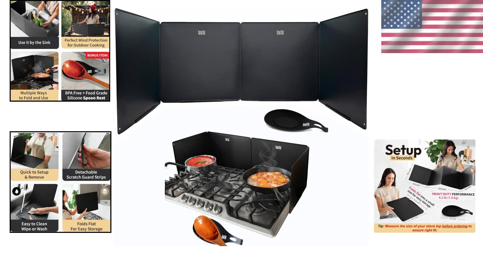 High-Quality Stainless Steel Frying Splash Guard + Spoon Rest - Holiday Gift