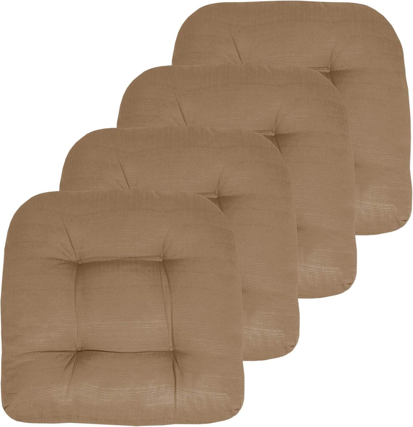 Plush Patio Cushions 19x19 - Outdoor Chair Pads with Durable Fiber Fill, Taupe