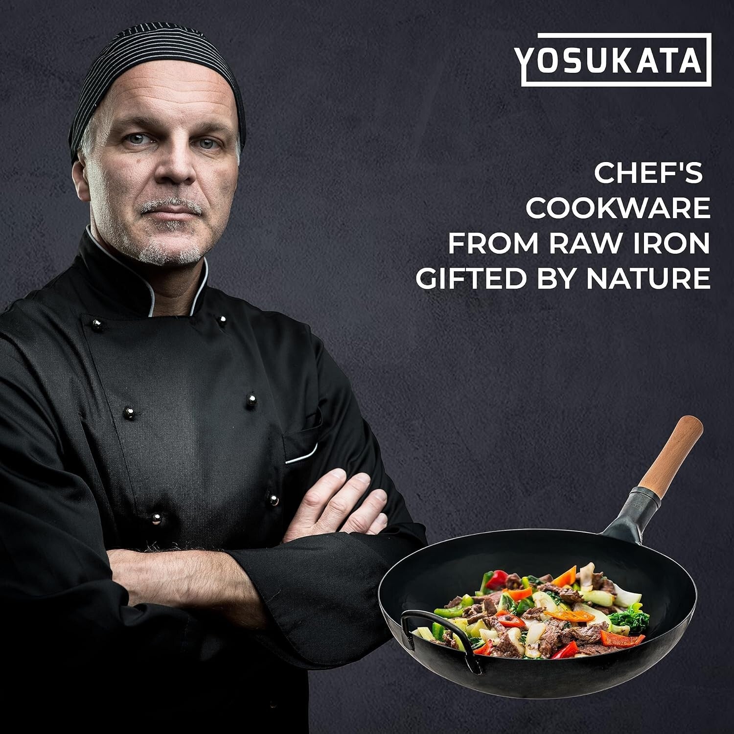 13.5" Blue Carbon Steel Wok - Pre-Seasoned for Induction and Gas Cooking