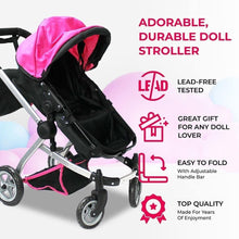 Load image into Gallery viewer, Lightweight Doll Stroller with Foldable Bassinet &amp; Swivel Wheels for Easy Travel