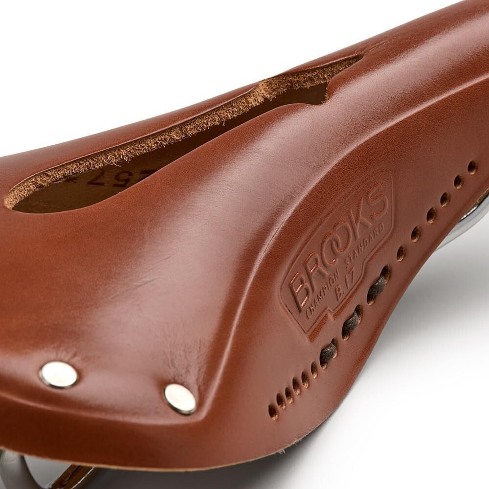 Classic B17 Carved Leather Bike Saddle - Pressure Relief and Timeless Design
