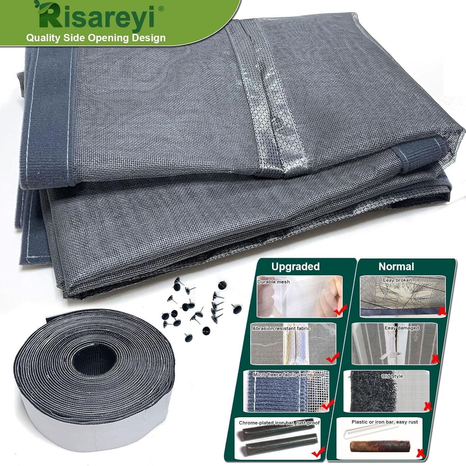 72x96” Grey Magnetic Fiberglass Screen Door - Keep Bugs Out, Invite Fresh Air