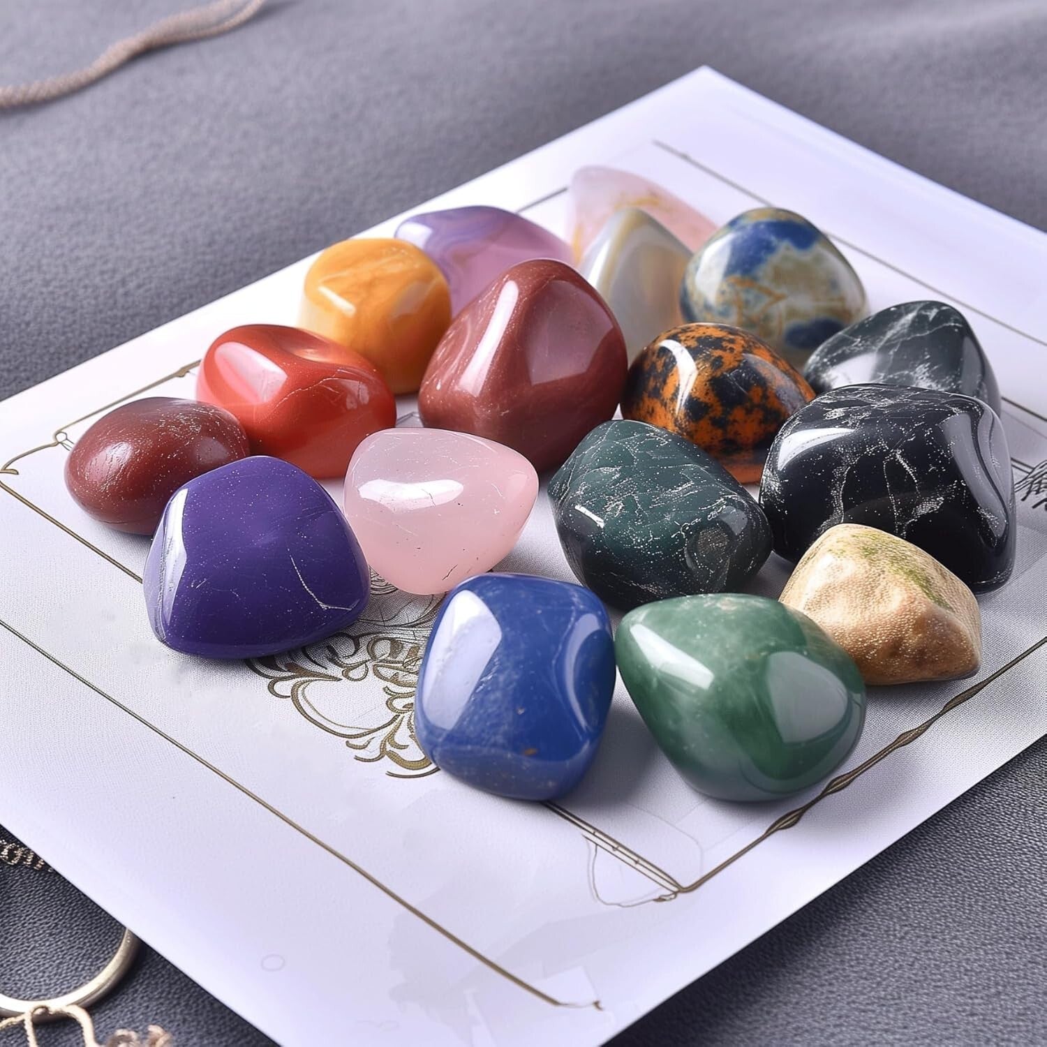 Extra Large Polished Stone Set: 25 Mixed Gemstones for Reiki & Chakra Balancing