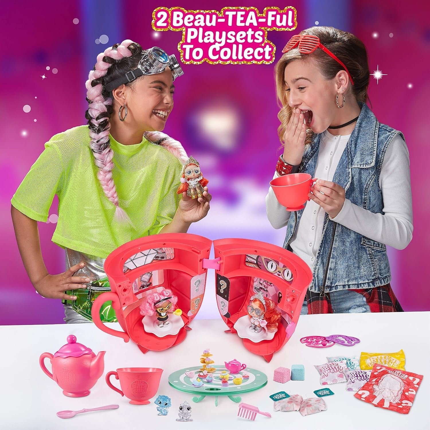 Enchanting Tea Party Playset - 25 Surprises, Mini Teapot, & Collectible Dolls