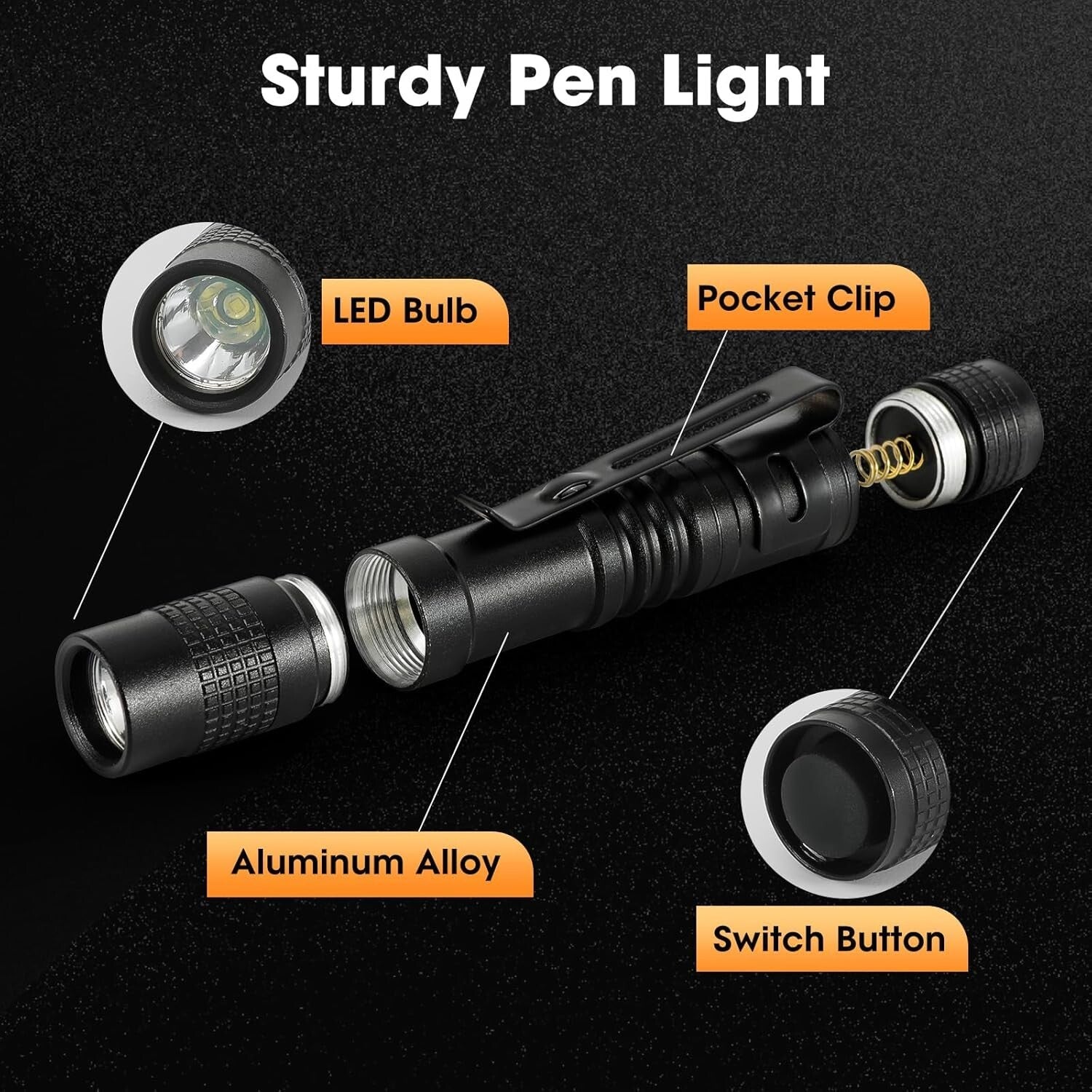 16-Pack Mini LED Pen Flashlights - Waterproof Pocket Lights for Outdoor Use