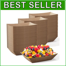 Load image into Gallery viewer, Sturdy 1000-Pack Kraft Paper Food Boats - Perfect for Nachos, Hot Dogs, &amp; Fries
