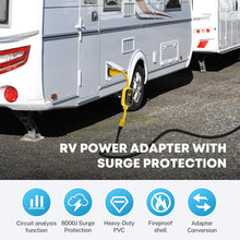 Load image into Gallery viewer, Surge Protected 30 Amp to 110V RV Power Adapter with Twist Lock &amp; LED Indicators